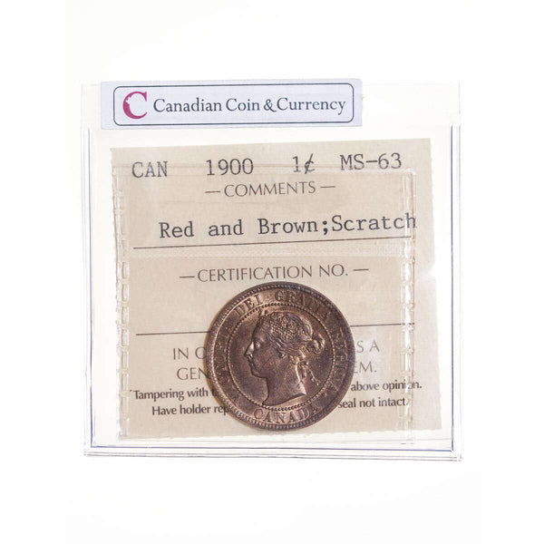1 cent 1900 Red and Brown ICCS MS-63 Default Title