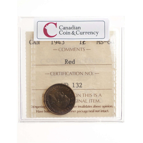 1 cent 1943  ICCS MS-64 Default Title