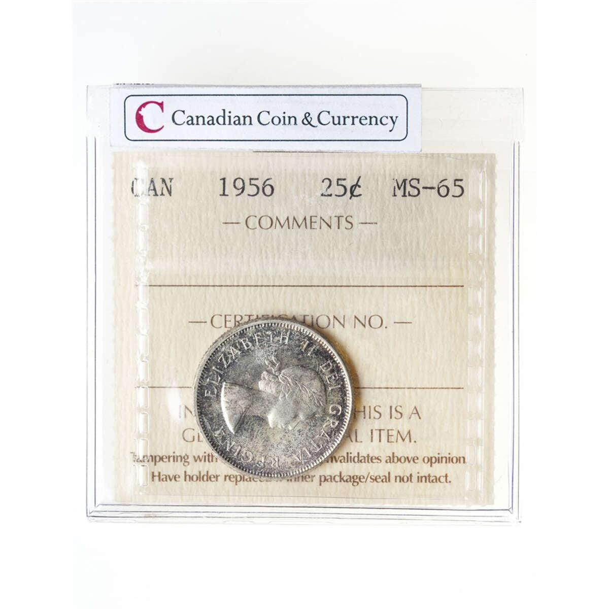 25 cent 1956  ICCS MS-65 Default Title