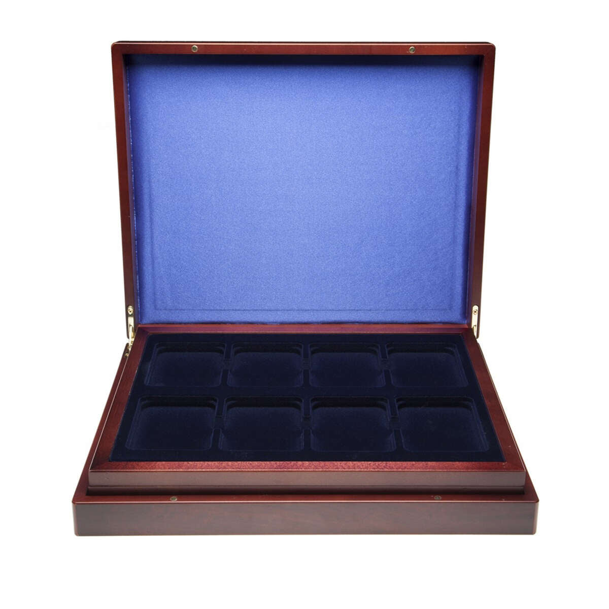 VOLTERRA TRIO de Luxe Coin Presentation Box 24 Compartment - Slabs / Mahogany