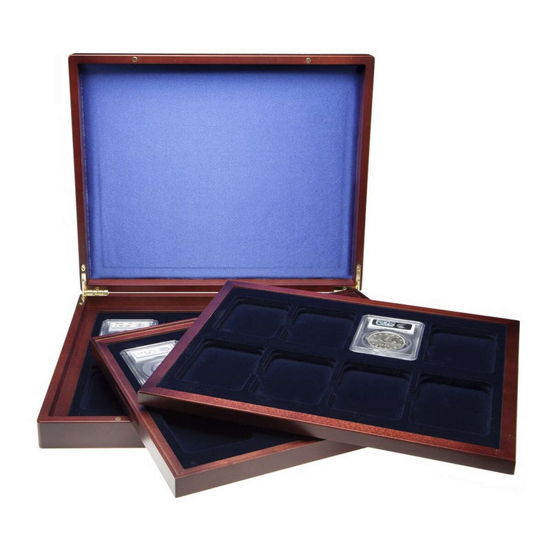 VOLTERRA TRIO de Luxe Coin Presentation Box 24 Compartment - Slabs / Mahogany