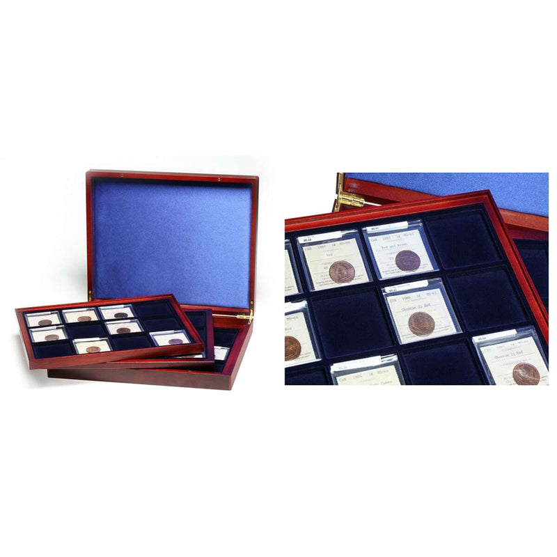 VOLTERRA TRIO de Luxe Coin Presentation Box 36 Compartment - ICCS Graded Coins / Mahogany