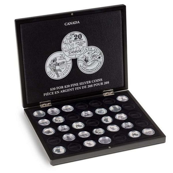 Presentation Case for Royal Canadian Mint Face Value Silver Coin Collections $20 for $20 - 35 Compartment / Black