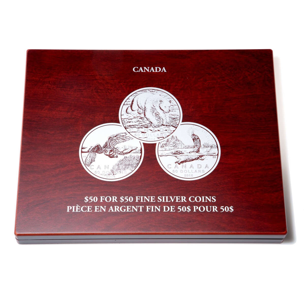 Presentation Case for Royal Canadian Mint Face Value Silver Coin Collections $50 for $50 - 24 Compartment / Mahogany