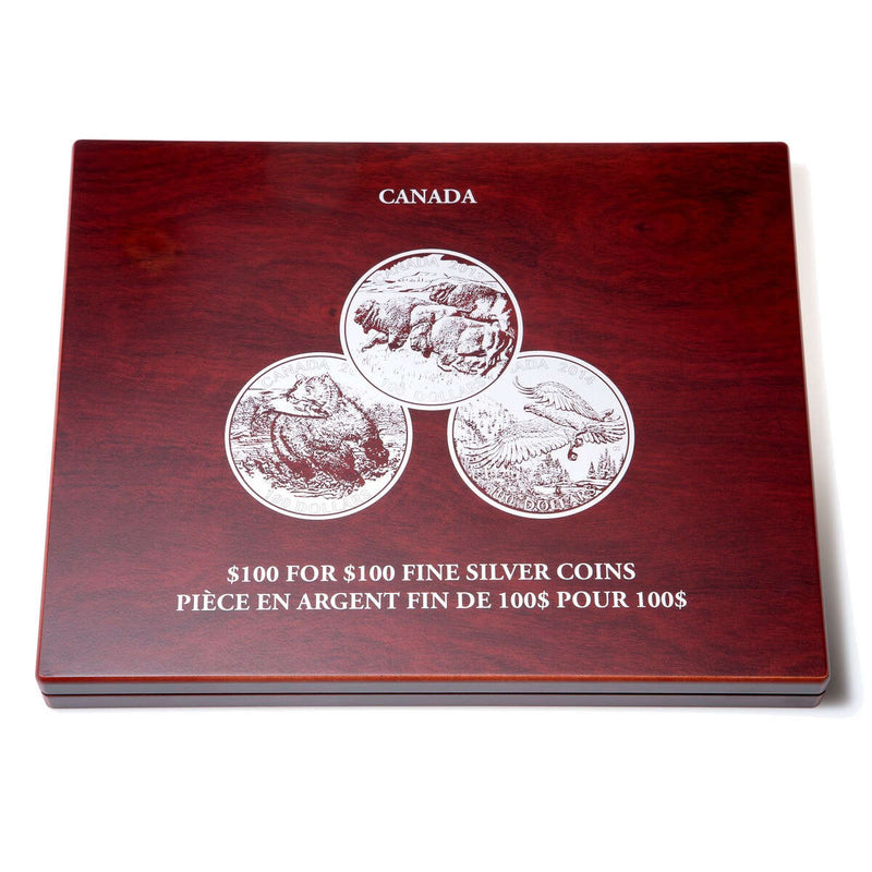 Presentation Case for Royal Canadian Mint Face Value Silver Coin Collections $100 for $100 - 20 Compartment / Mahogany