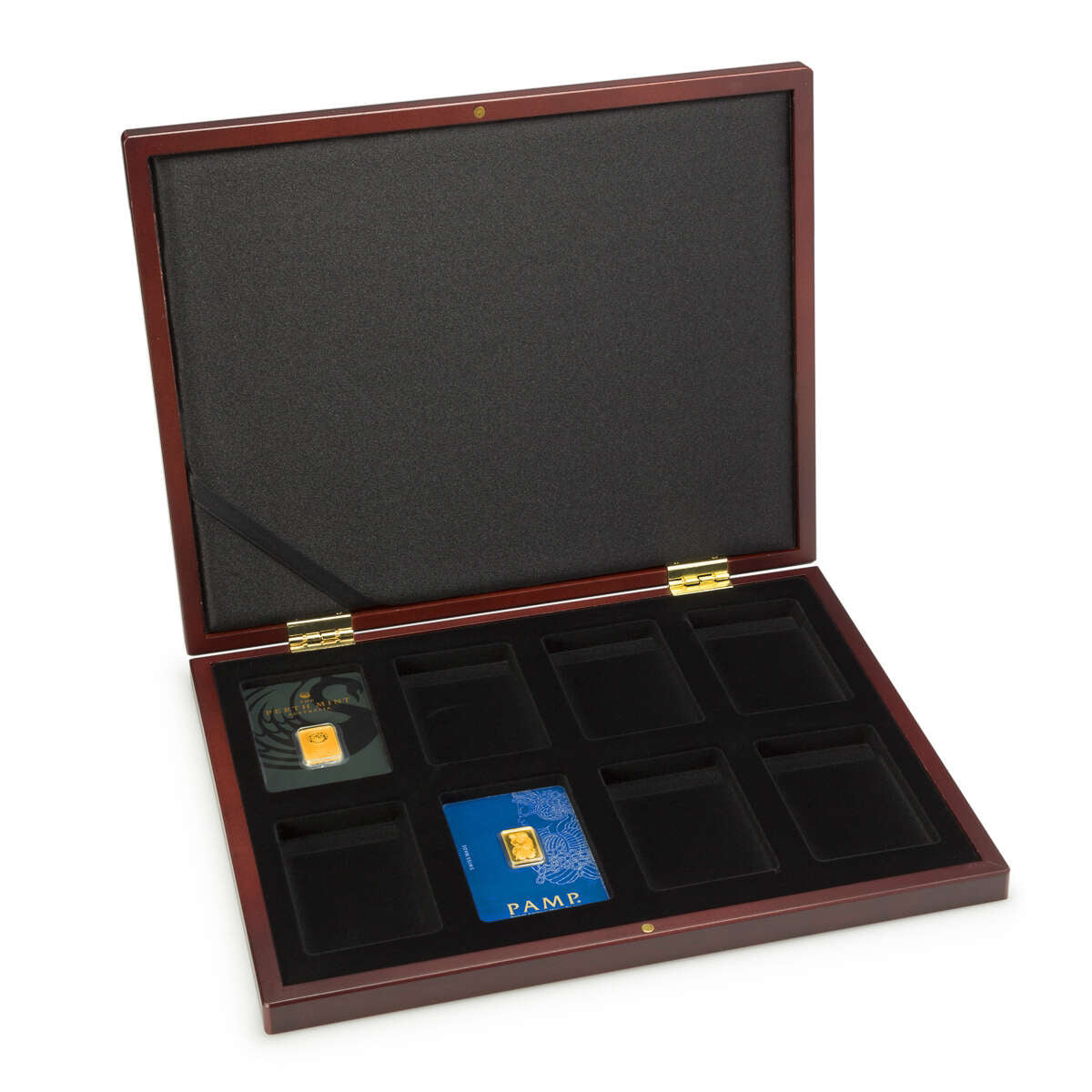 VOLTERRA Presentation Case for Gold Bars 8 Compartment / Mahogany