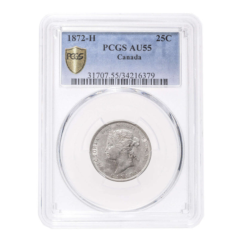 25 cent 1872H Large 2 PCGS AU-55 Default Title