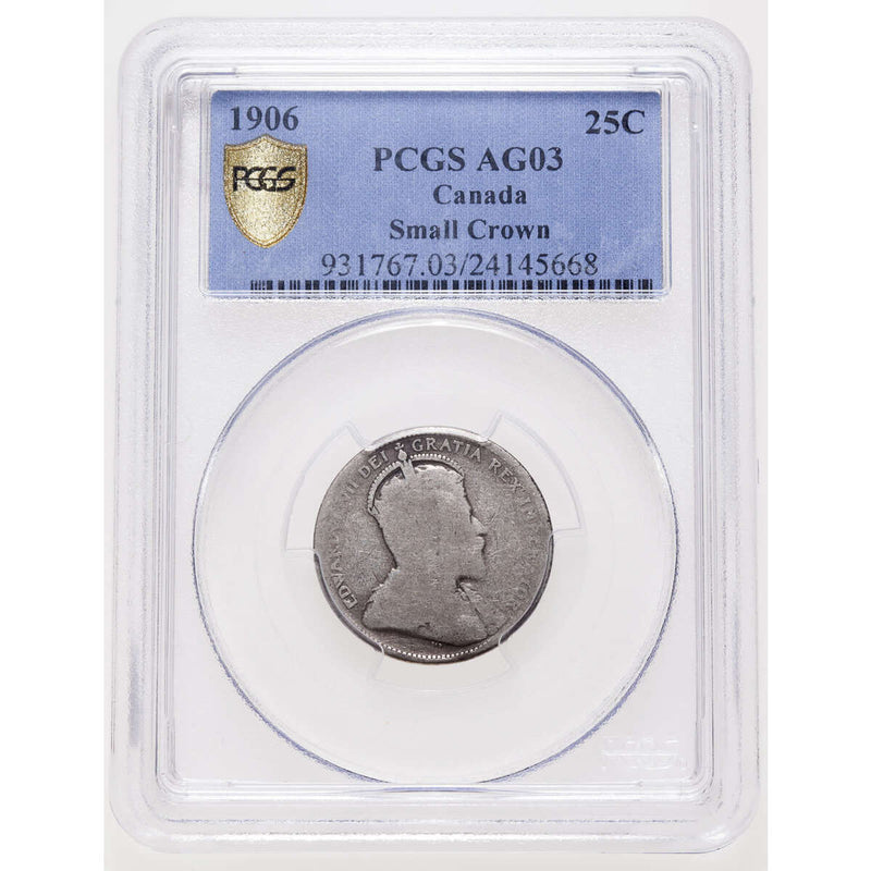 25 cent 1906 Small Crown PCGS aG-3