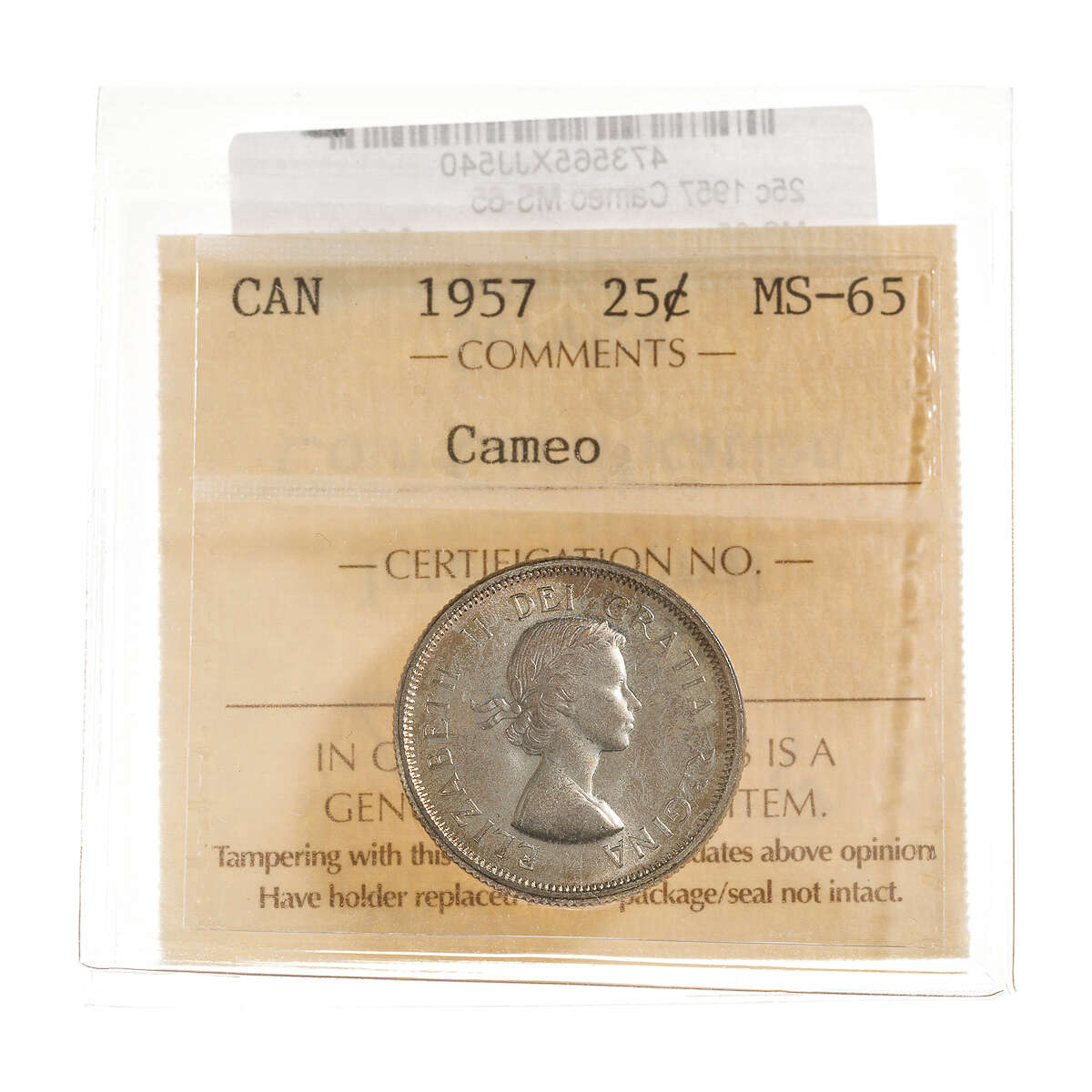 25 cent 1957 Cameo ICCS MS-65 Default Title