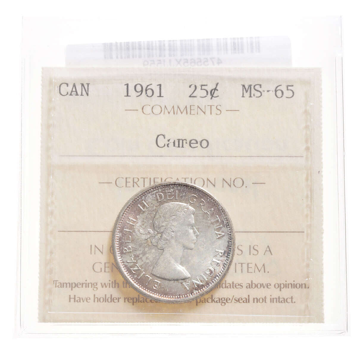 25 cent 1961 Cameo ICCS MS-65 Default Title