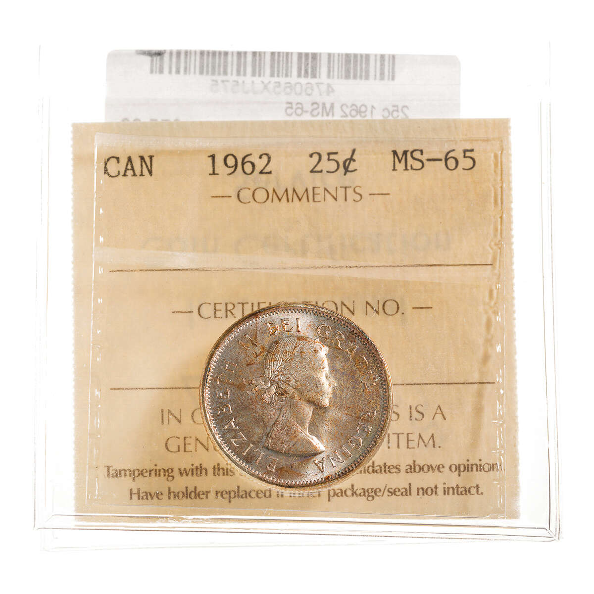 25 cent 1962  ICCS MS-65 Default Title