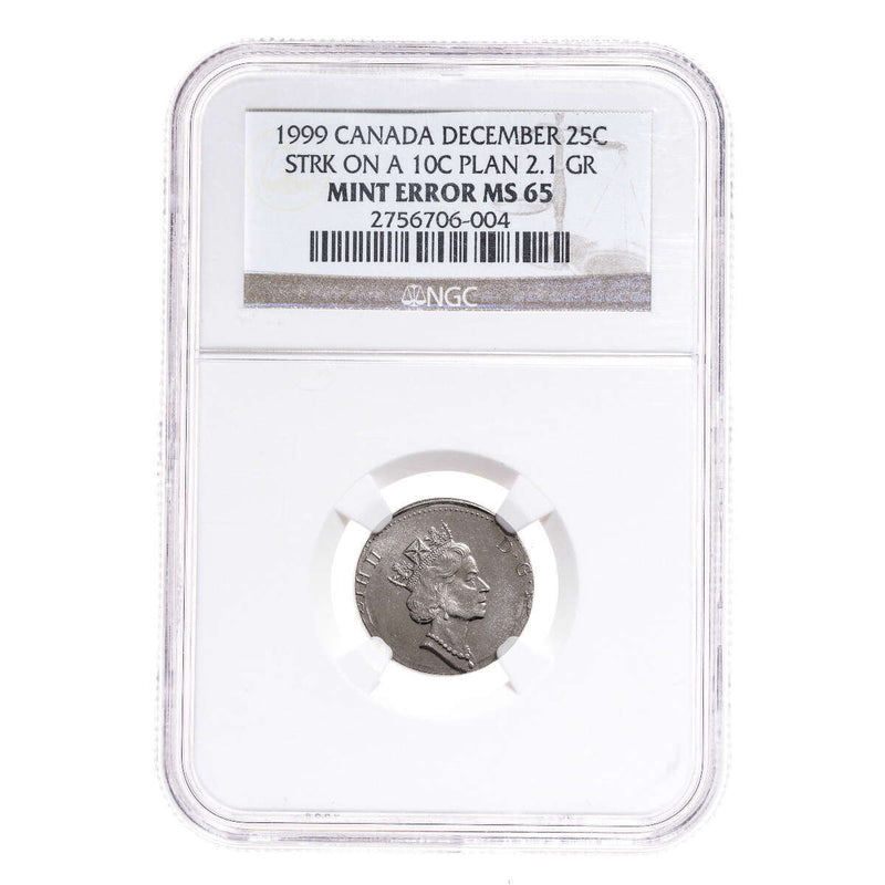 25 cent 1999 December; Mint Error NGC MS-65 Default Title