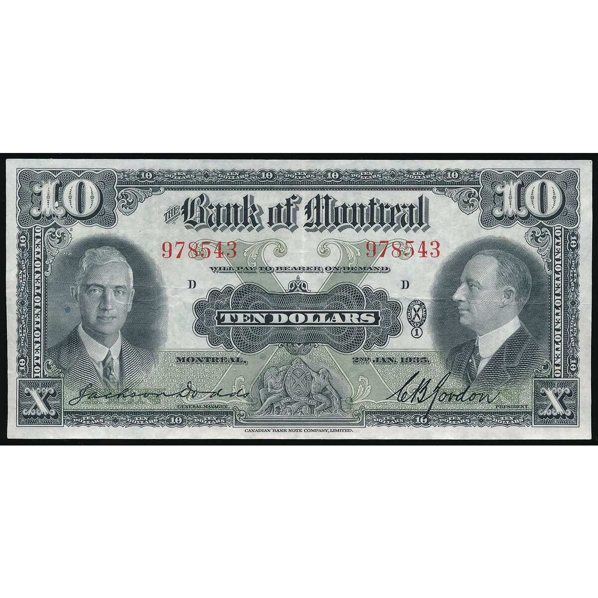 The Bank of Montreal $10 1935  EF-45 Default Title