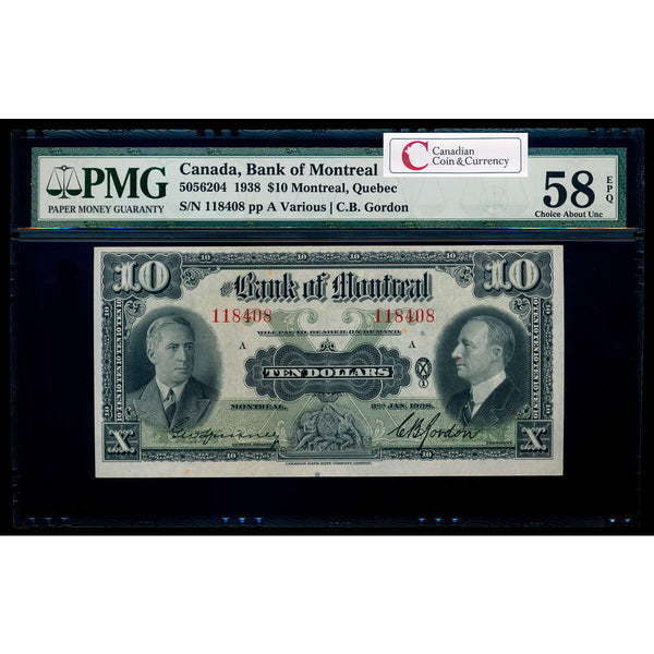 The Bank of Montreal $10 1938  PMG AU-58 Default Title