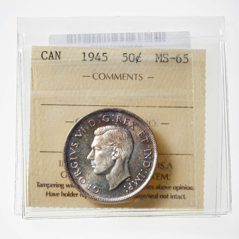 50 cent 1945 Narrow Date ICCS MS-65 Default Title