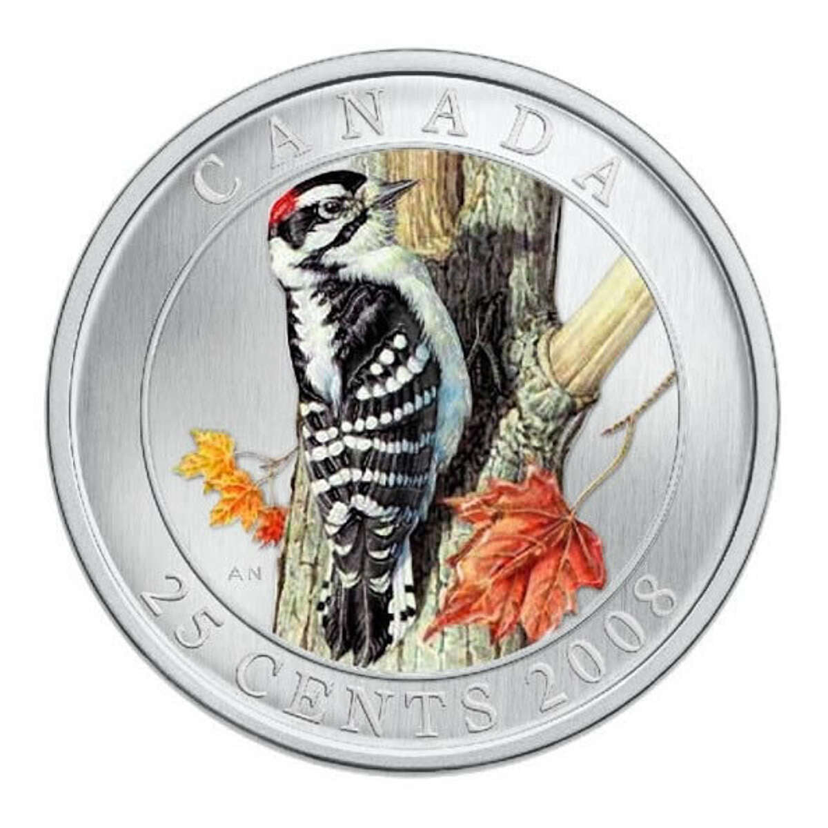 2008 25c Downy Woodpecker - Coloured Coin Default Title