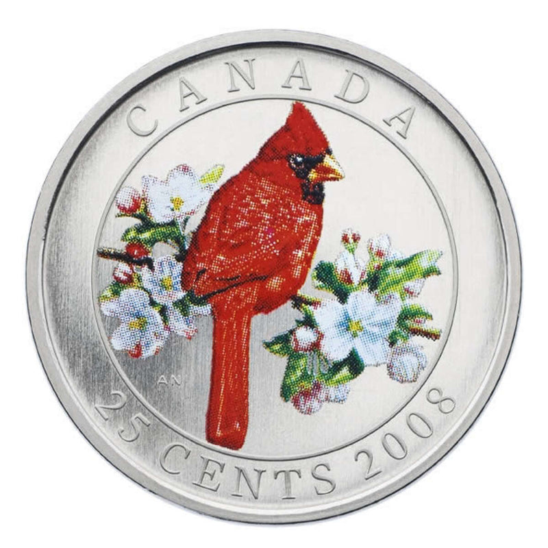 2008 25c Birds of Canada: Northern Cardinal - Coloured Coin Default Title