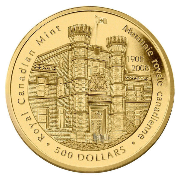 2008 $500 Royal Canadian Mint, 100th Anniversary - 5 oz. Pure Gold Coin Default Title