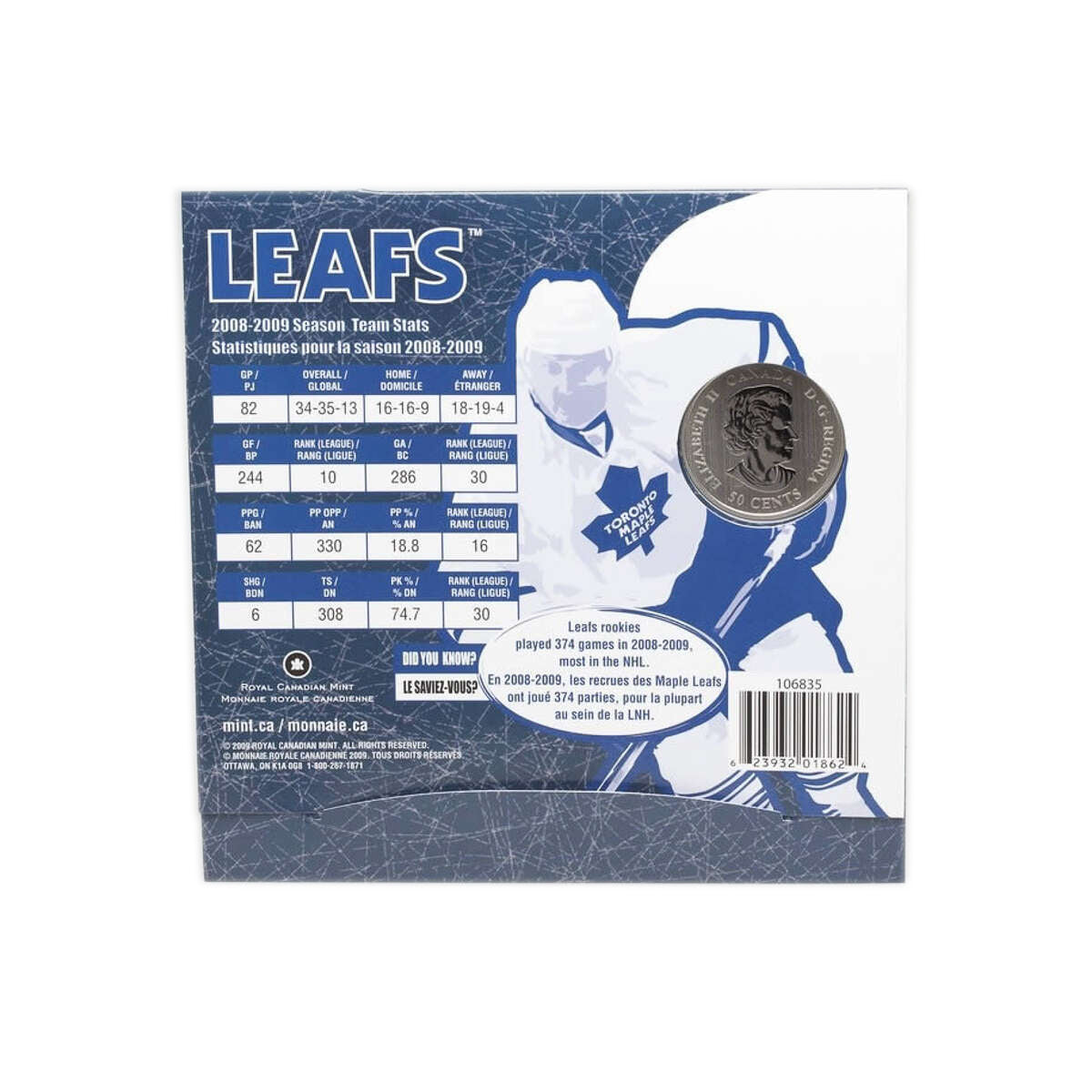 2009-2010 50c NHL: Toronto Maple Leafs - Coloured Coin