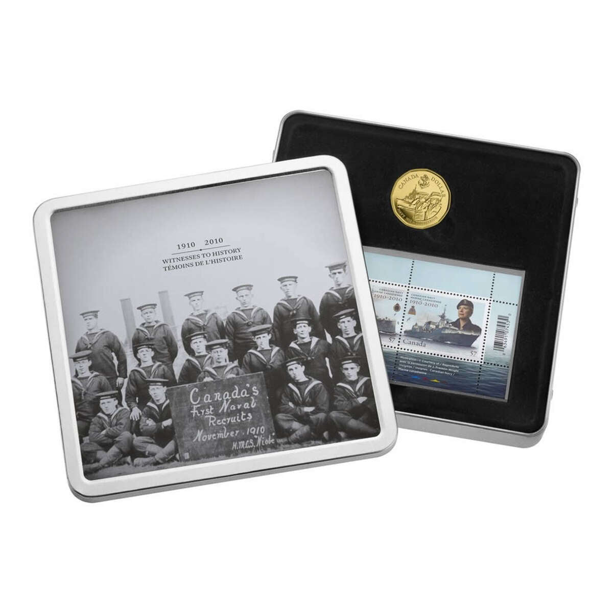 2010 $1 The Canadian Navy, 100th Anniversary - Gold-Plated Coin and Stamp Set Default Title