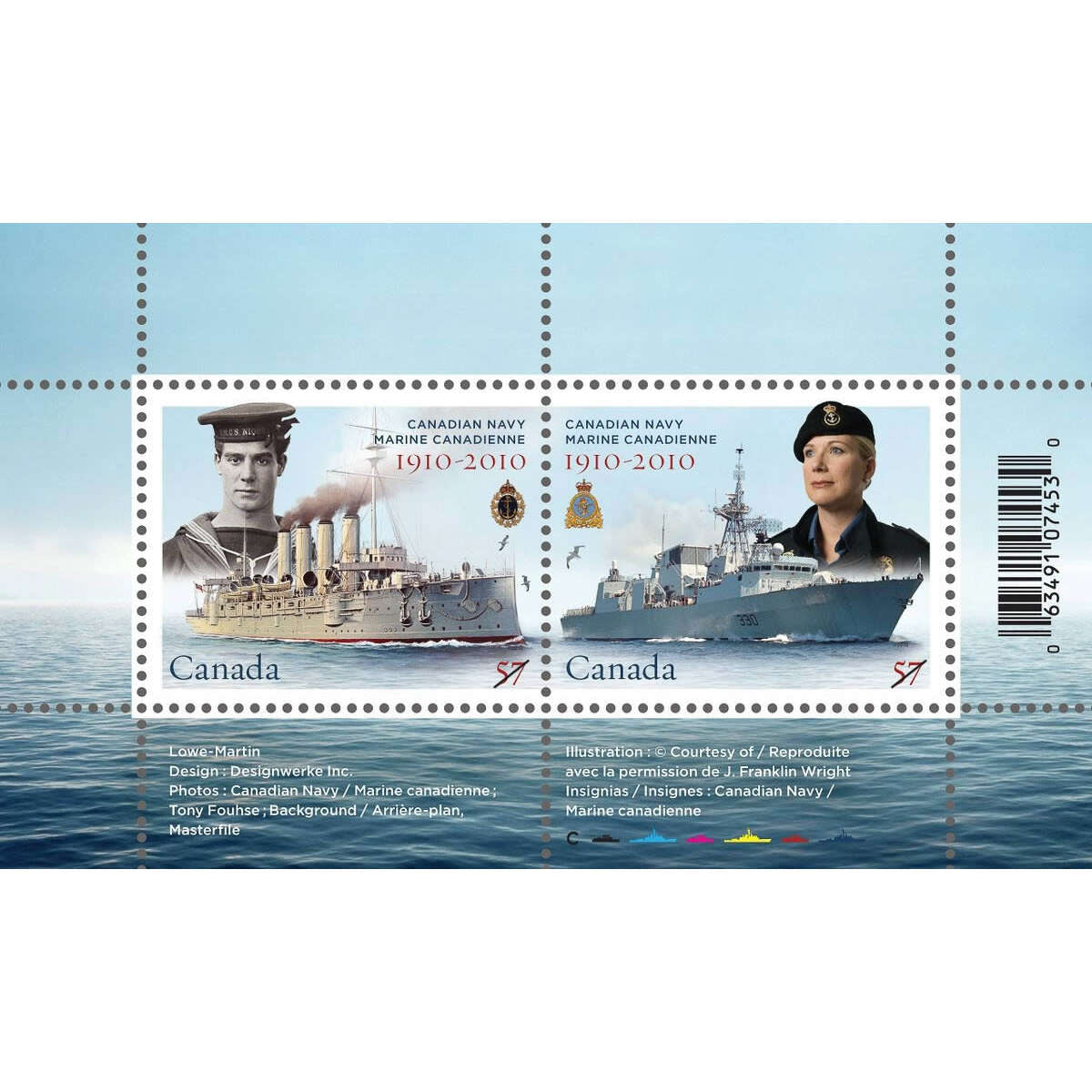 2010 $1 The Canadian Navy, 100th Anniversary - Gold-Plated Coin and St