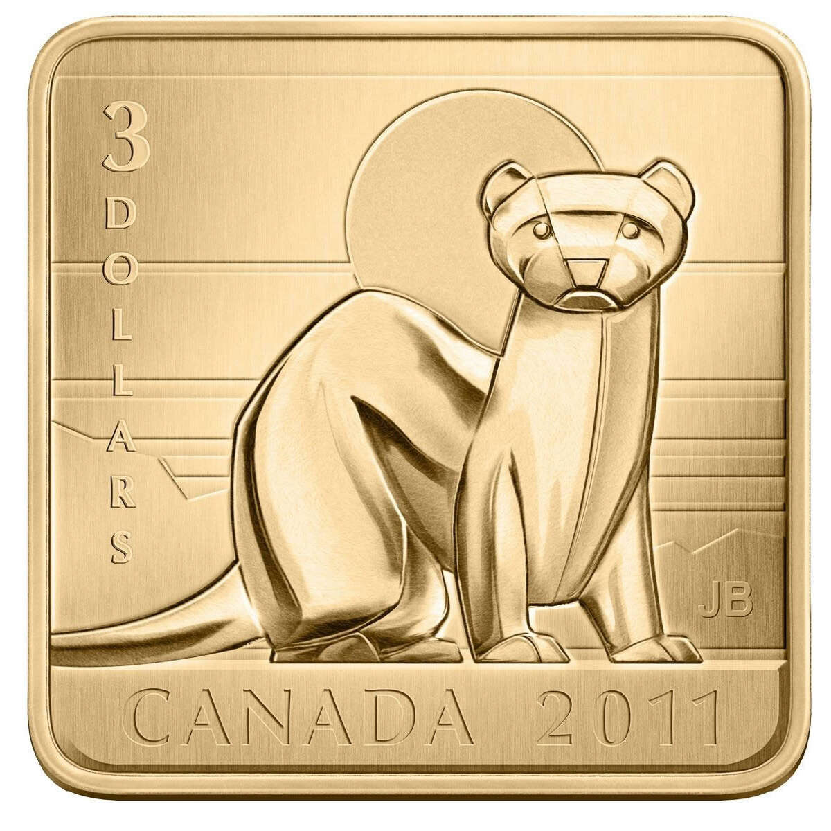 2011 $3 Wildlife Conservation: Black Footed Ferret - Sterling Silver, Gold-Plated Coin Default Title