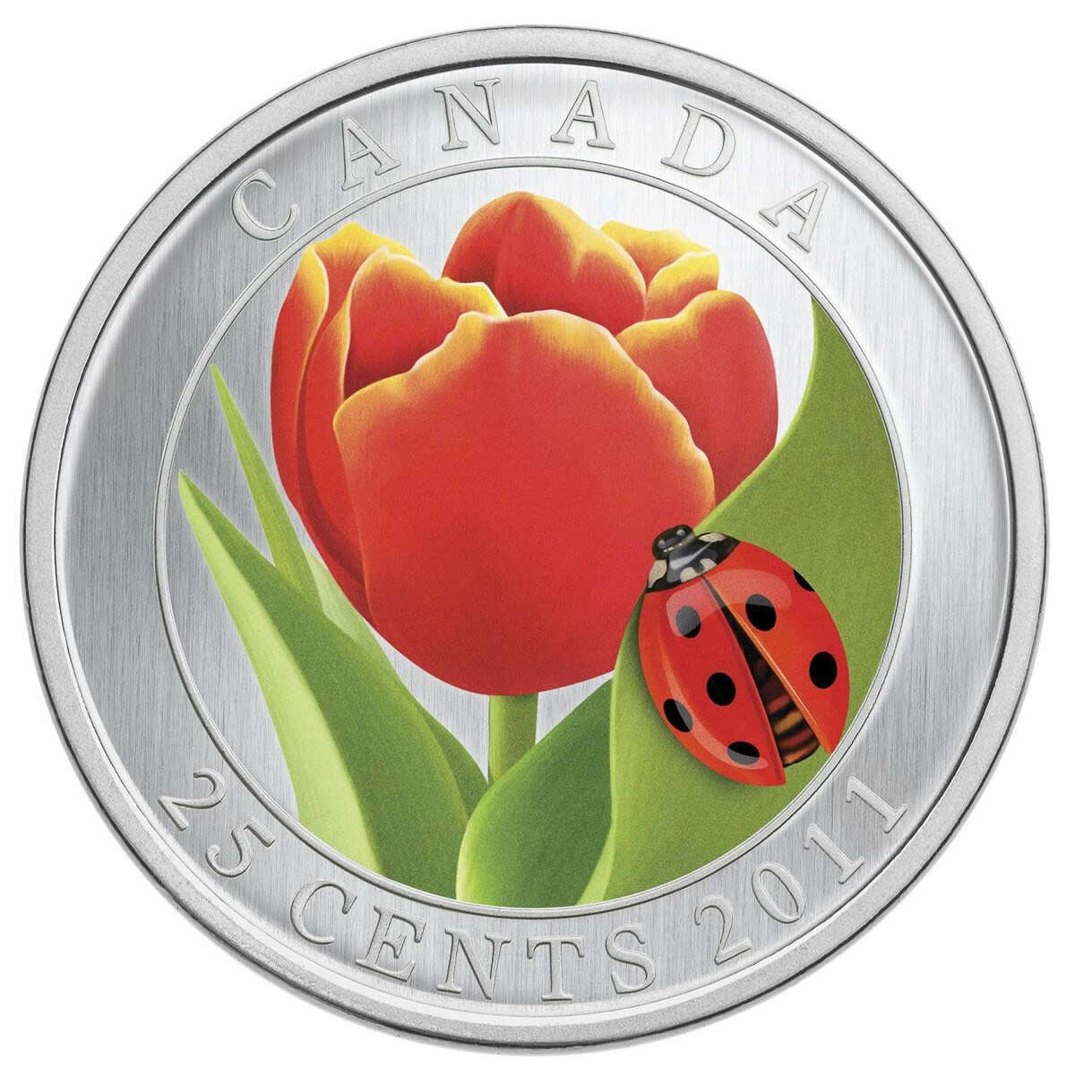 2011 25c Tulip with Ladybug - Coloured Coin Default Title