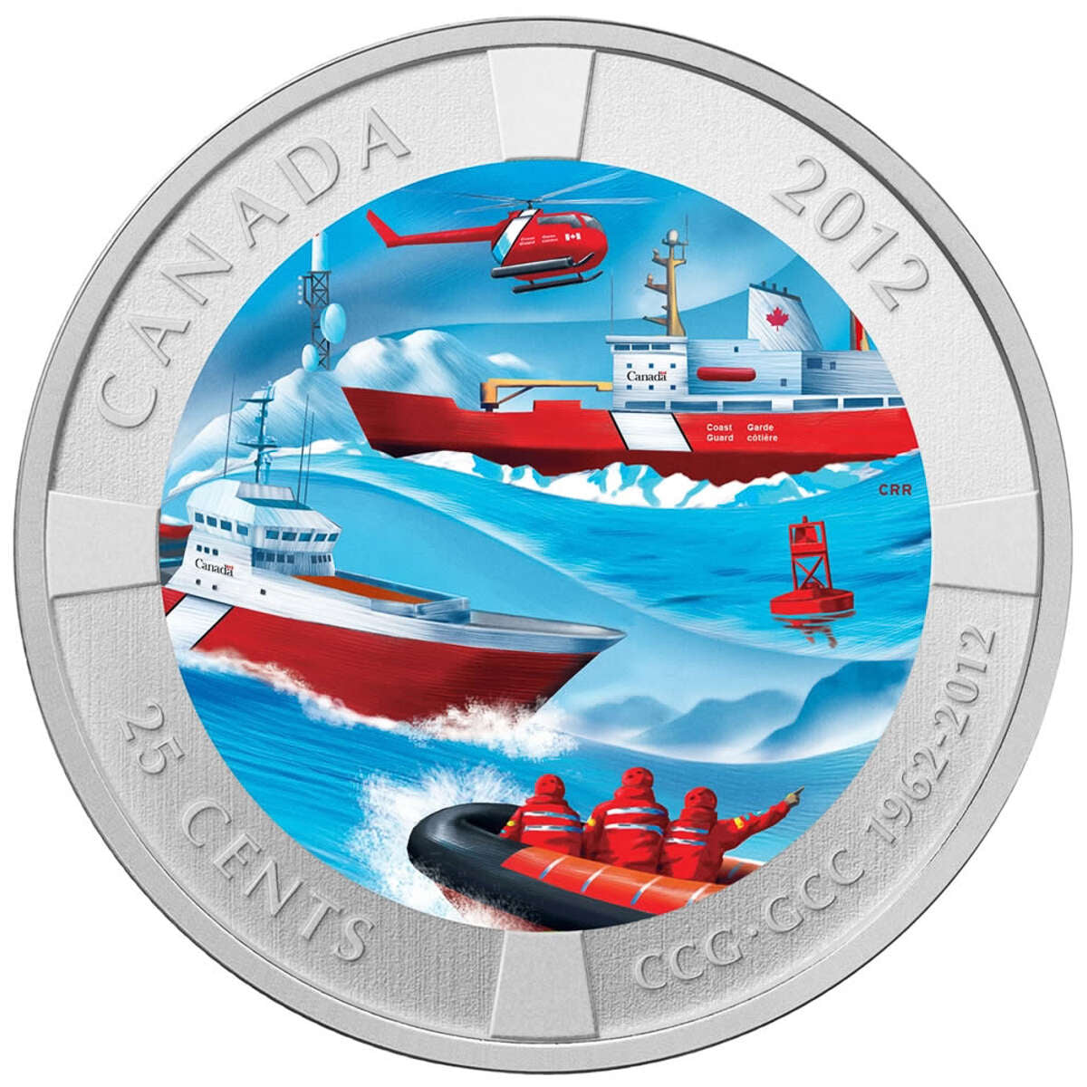 2012 25c 50 Years of the Canadian Coast Guard - Coloured Coin Default Title