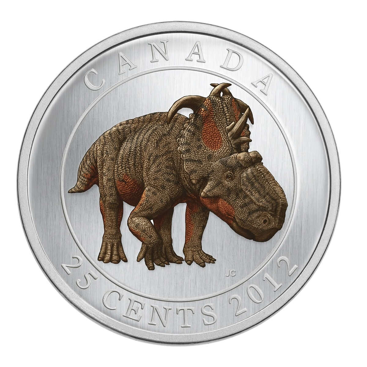 2012 25c Prehistoric Creatures: Pachyrhinosaurus Lakustai - Glow-in-the-Dark Coloured Coin Default Title