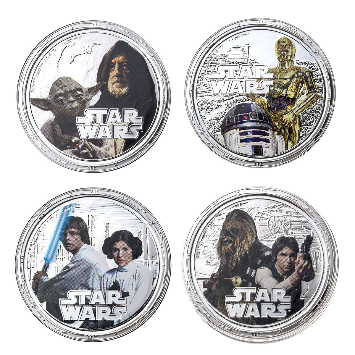 2011 $2 Star Wars Millennium Falcon - Pure Silver 4-Coin Set with Audible Display Case Default Title