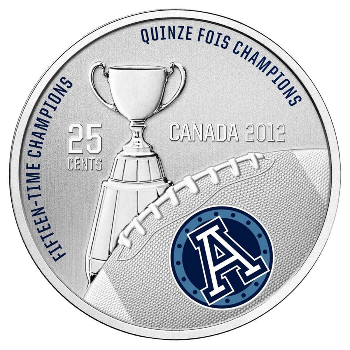 25c 2012 Toronto Argonauts - Coloured coin with Stamps Default Title