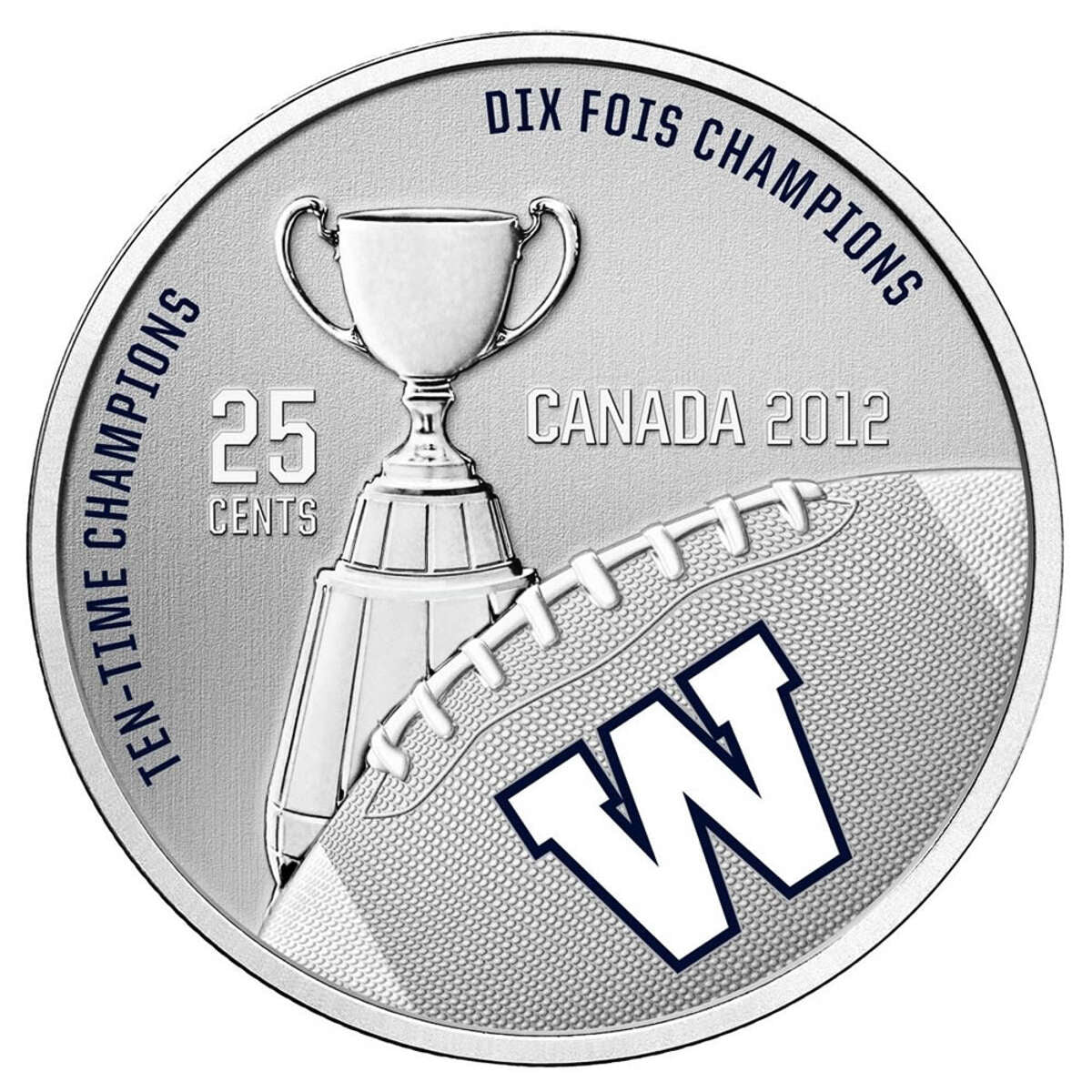 25c 2012 Winnipeg Blue Bombers - Coloured coin with Stamps Default Title