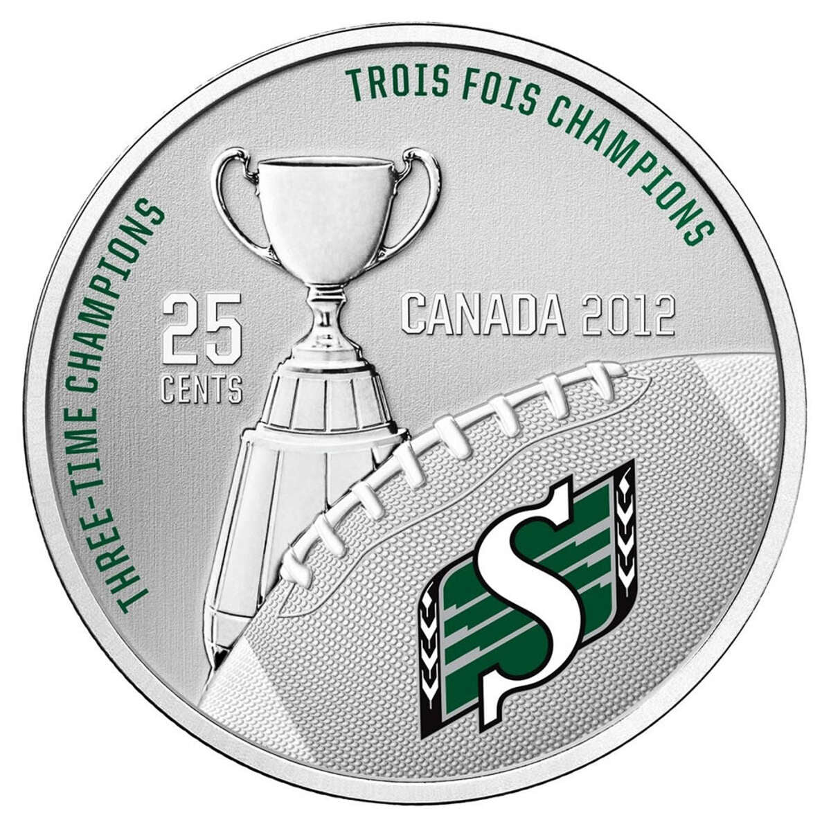 2012 25c Saskatchewan Roughriders - Coloured coin with Stamps Default Title