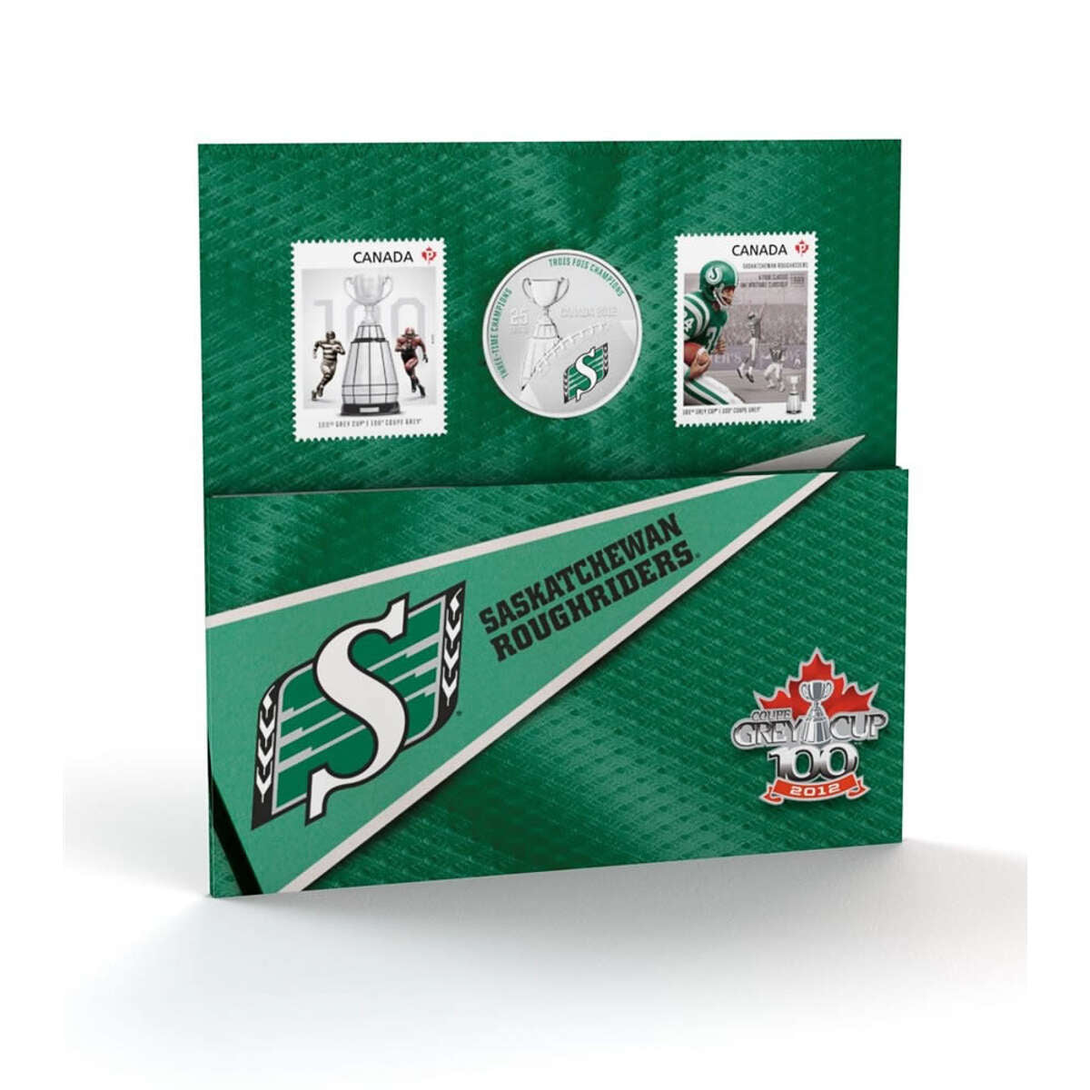 2012 25c Saskatchewan Roughriders - Coloured coin with Stamps Default Title