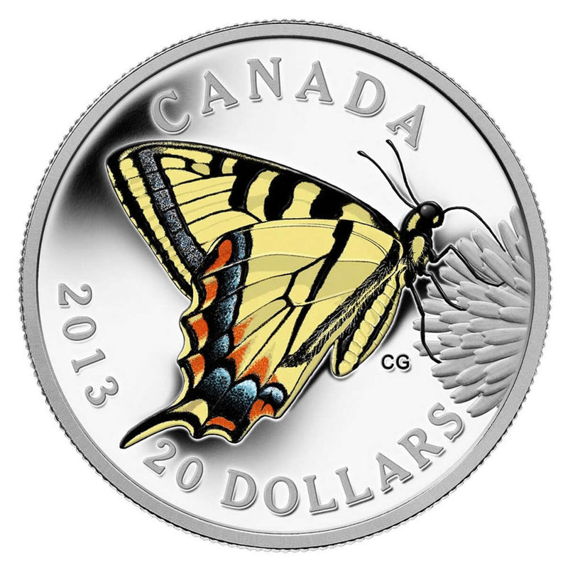 2013 $20 Butterflies of Canada: Canadian Tiger Swallowtail - Pure Silv
