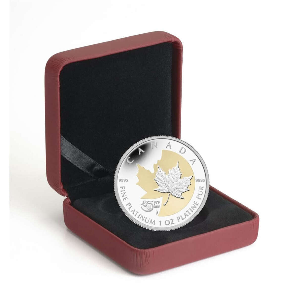 2013 $300 The Platinum Maple Leaf, 25th Anniversary - Pure Platinum Coin with Selective Gold Plating Default Title