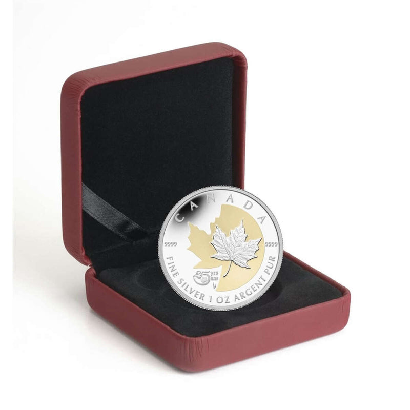 2013 $5 The Silver Maple Leaf, 25th Anniversary - Pure Silver Coin with Selective Gold Plating Default Title