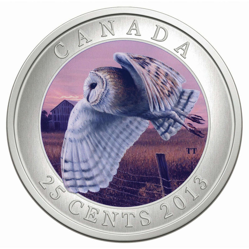 2013 25c Barn Owl - Coloured Coin