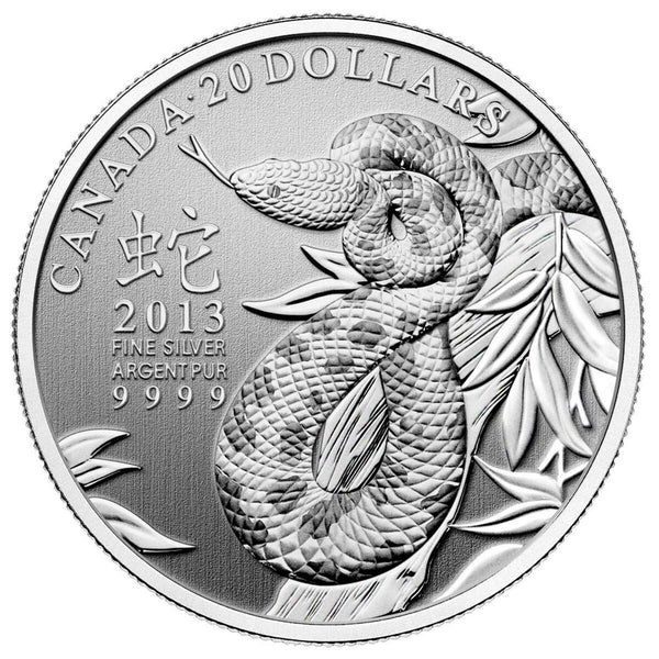 2013 $20 Year of the Snake - Pure Silver Coin