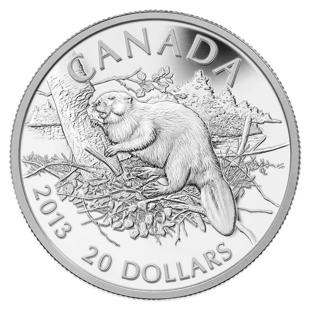 2013 $20 The Beaver - Pure Silver Coin