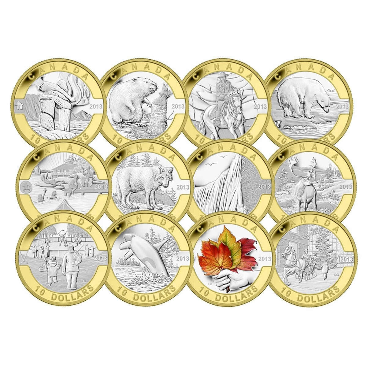 2013 $10 O Canada Series - Pure Silver 12-Coin Set with Gold Plating Default Title