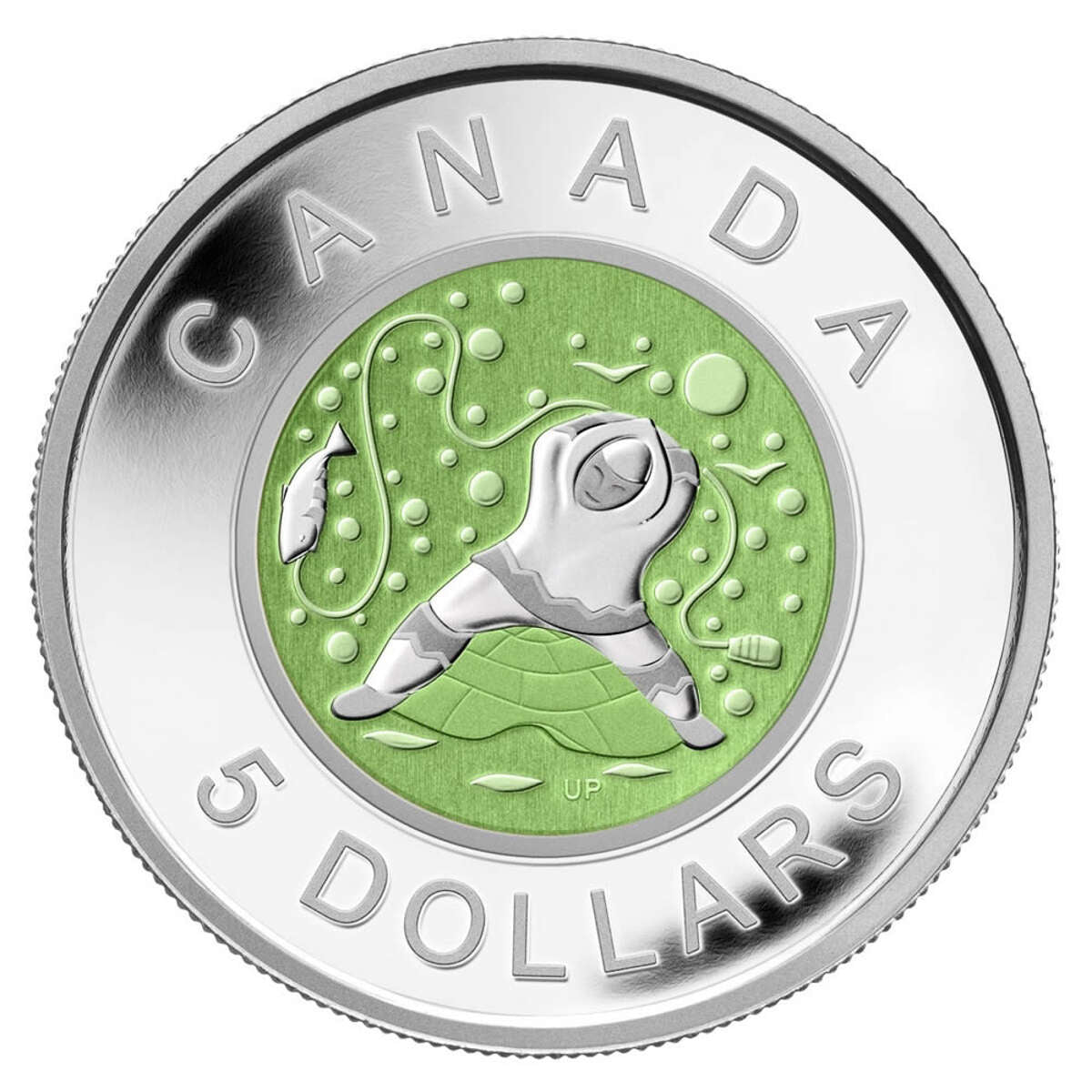 2013 $5 Contemporary Aboriginal Art: Father Ice Fishing - Pure Silver Coin Default Title