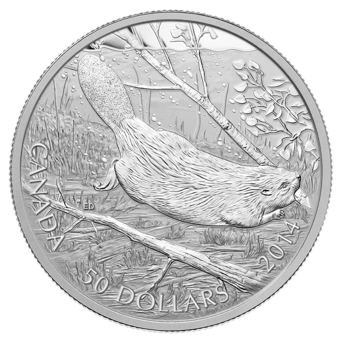 2014 $50 Swimming Beaver - Pure Silver Coin Default Title