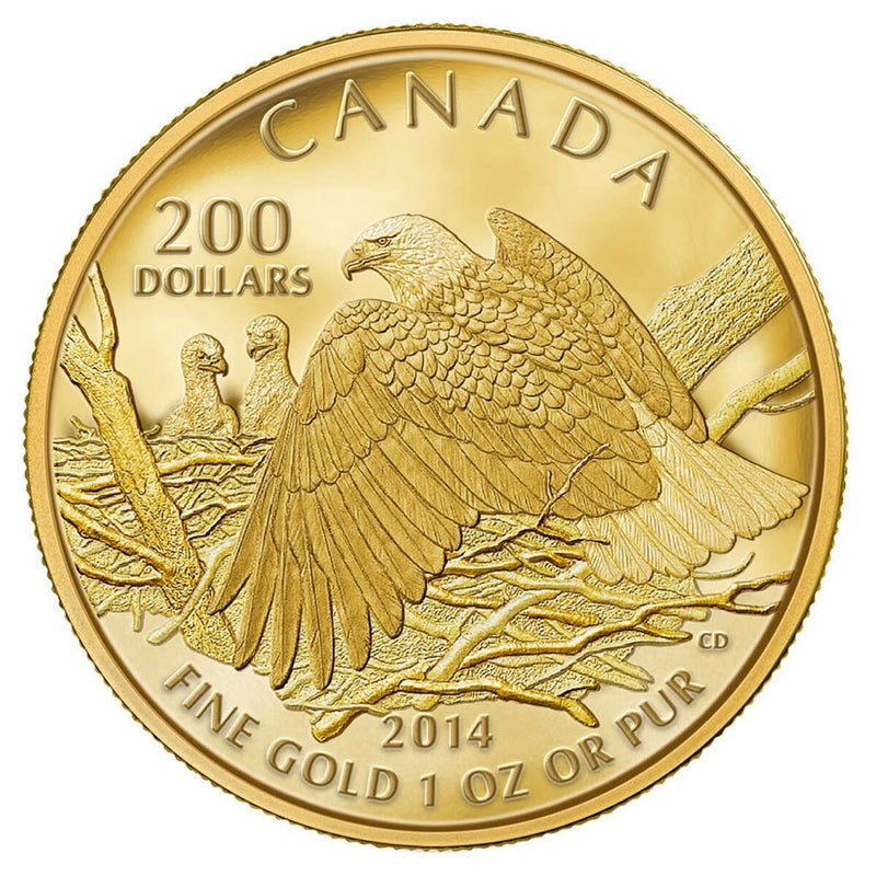 2013 $200 Bald Eagle: Protecting Her Nest - Pure Gold Coin Default Title