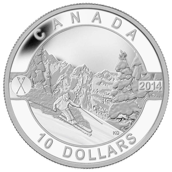 2014 $10 O Canada: Skiing Canada's Slopes - Pure Silver Coin