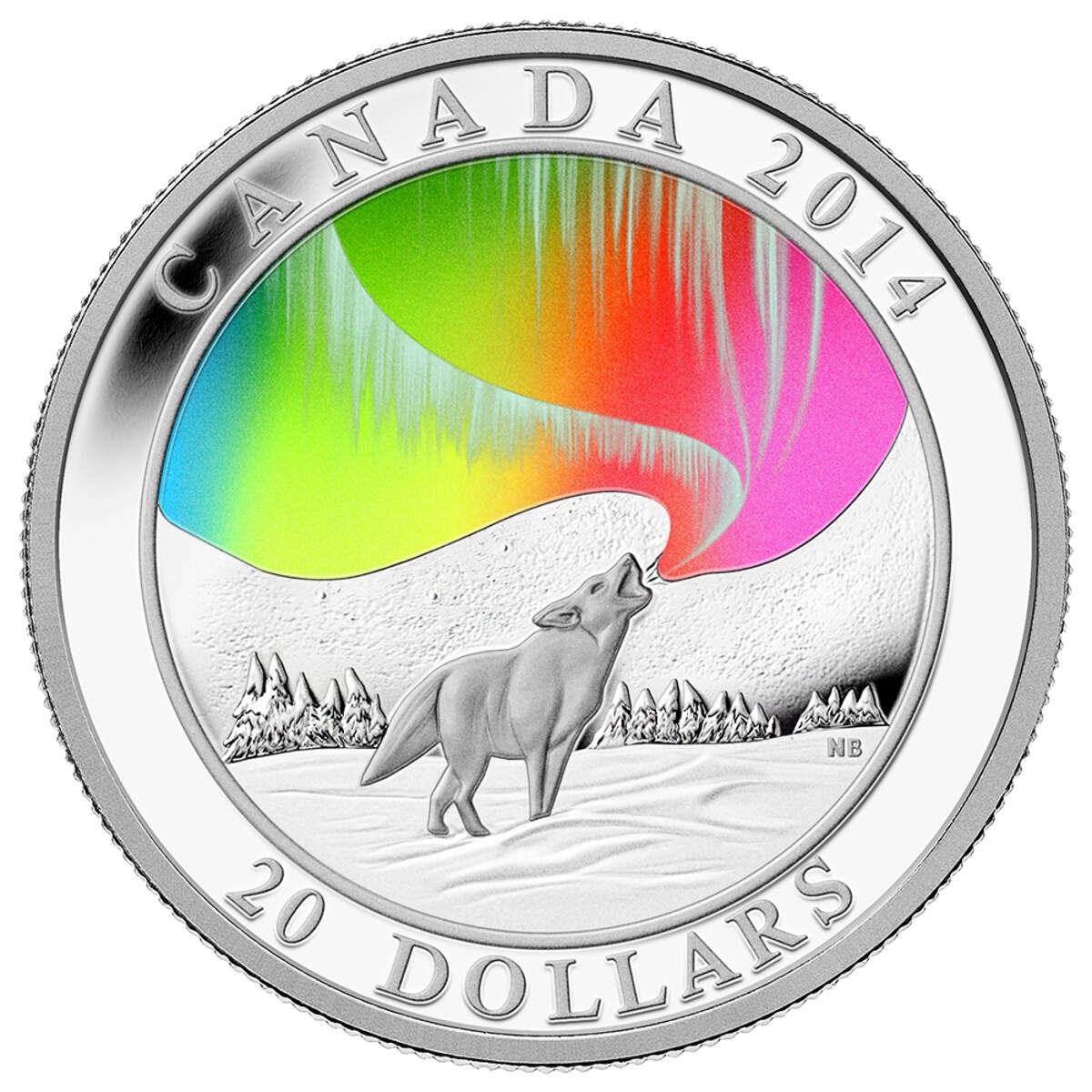 2014 $20 A Story Of The Northern Lights: Howling Wolf - Pure Silver Coin Default Title