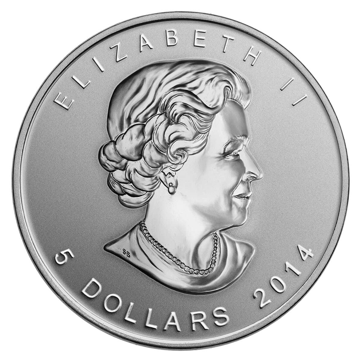 2014 $5 Maple Leaf with World's Fair of Money Privy Mark - Pure Silver