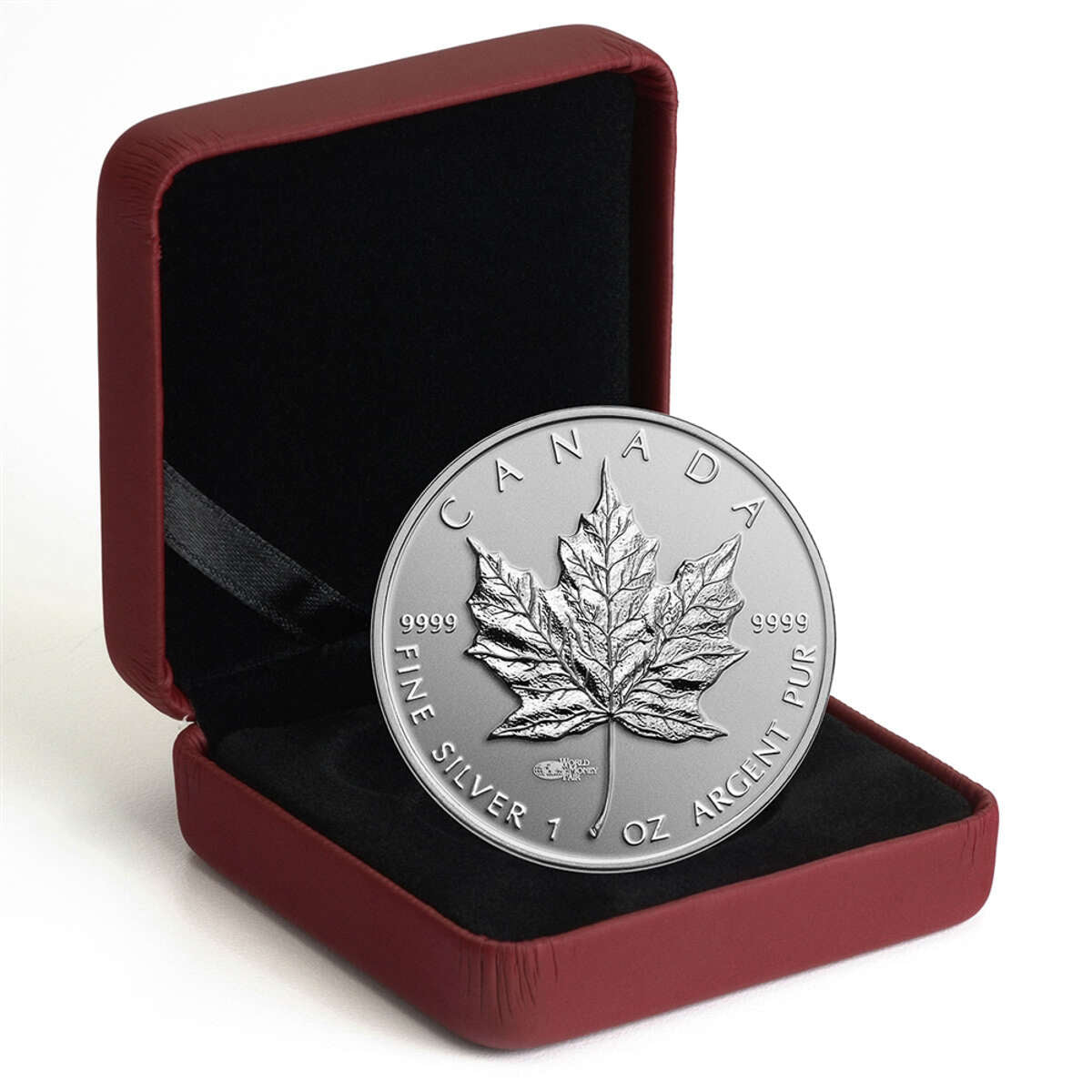 2014 $5 Maple Leaf with World's Fair of Money Privy Mark - Pure Silver