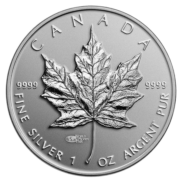 $5 2014 High Relief Special Edition Maple Leaf with World Money Fair Privy Mark - Pure Silver Coin Default Title