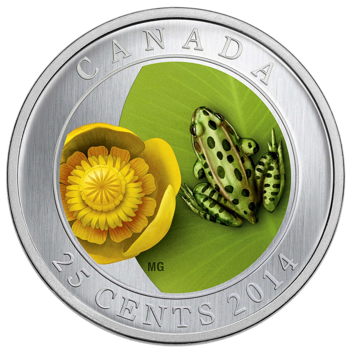 2014 25c Water-Lily And Leopard Frog - Coloured Coin Default Title